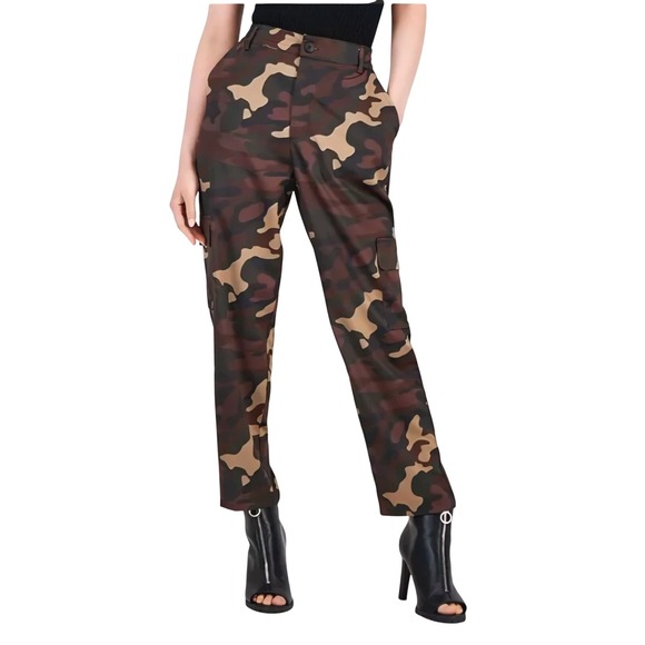 Bar III Women's Camo Washed Satin Cargo Pants SZ S - Picture 1 of 13